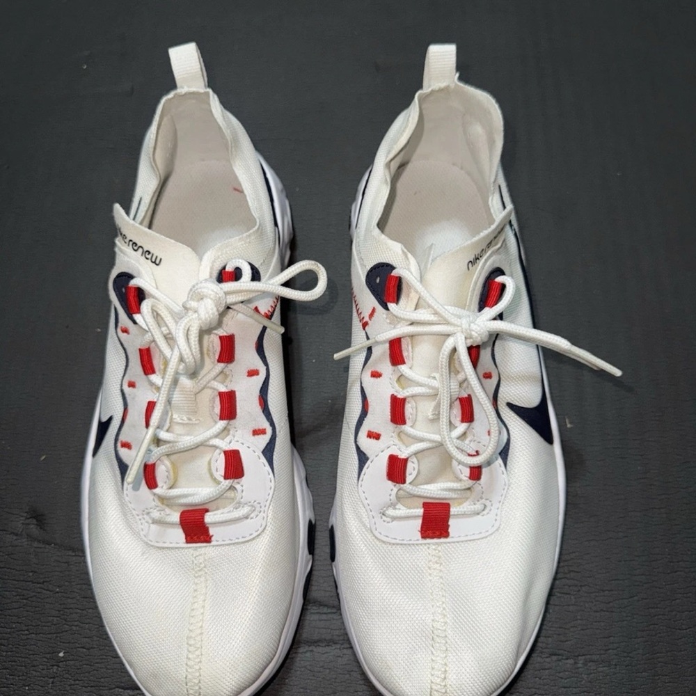 Nike White Sneakers with Red and Navy Details